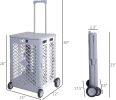 55L Foldable Rolling Cart with Wheels, Portable Updated Utility Tools Rolling Crate w/ Telescopic Handle, Yellow/Gray with Lid  - TL1007