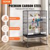 VEVOR 52 inch Standing Large Bird Cage, Wrought Iron Flight Bird Cage for Parakeets, Cockatiels, Parrots, Macaw with Rolling Stand and Tray - Defalut