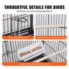 VEVOR 52 inch Standing Large Bird Cage, Wrought Iron Flight Bird Cage for Parakeets, Cockatiels, Parrots, Macaw with Rolling Stand and Tray - Defalut