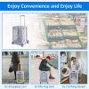 55L Foldable Rolling Cart with Wheels, Portable Updated Utility Tools Rolling Crate w/ Telescopic Handle, Yellow/Gray with Lid  - TL1007